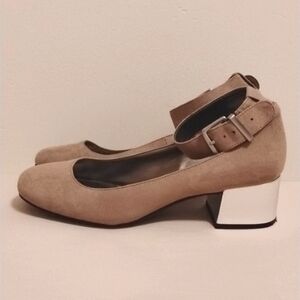 Kenneth Cole Reaction Flip Around Ankle Cuff Block Heel Shoes Taupe Size 7 1/2
